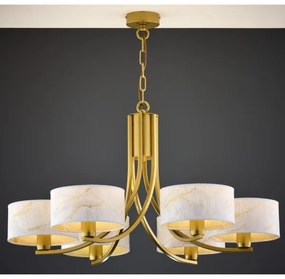 Jupiter 2098 - Luster na reťazi ARTHUR 6xE27/15W/230V biela/zlatá/mramorový dekor