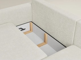 Krémovobiela ženilková rozkladacia/s úložným priestorom rohová pohovka (pravý roh/s leňoškou) Leon – Maison de Rêve