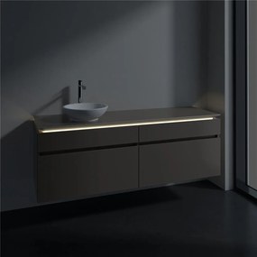 VILLEROY &amp; BOCH Legato závesná skrinka pod umývadlo na dosku (umývadlo vľavo), 4 zásuvky, s LED osvetlením, 1600 x 500 x 550 mm, Truffle Grey, B596L0VG