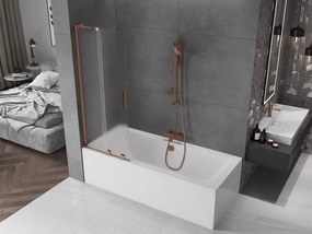 Mexen Velar L, 2-krídlová posuvná vaňová zástena 85 x 150 cm, 8mm sklo námraza, ružové zlato, 896-085-003-31-60