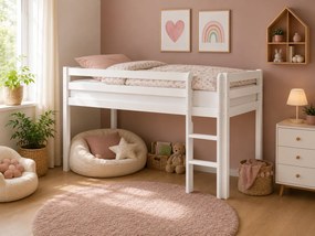 Detská vyvýšená posteľ z masívu 200x90 cm – biela farba
