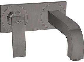 AXOR Citterio 2-otvorová páková umývadlová batéria pod omietku, pre nástennú montáž, s krycou doskou, výtok 220 mm, kartáčovaný čierny chróm, 39119340