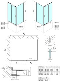 Polysan Polysan, DEEP obdĺžniková sprchová zástena 1100x750mm L/P varianta,číre sklo, MD1116MD3116