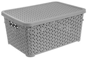 Úložný box, ratanový košík, HOBBY s vekom, sivý, 10 l - 35 x 24 x 16 cm