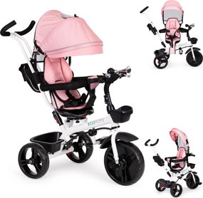 Trojkolka otočné sedadlo so strieškou Ružová ECOTOYS