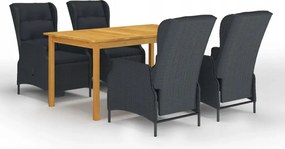 vidaXL 5-dielna záhradná jedálenská súprava tmavosivá