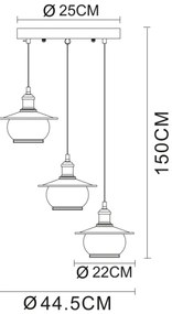 GLOBO 69030-3H - Závesné svietidlo NEVIS 3xE27/60W