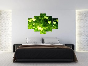 Zelená srdiečka - obraz do bytu