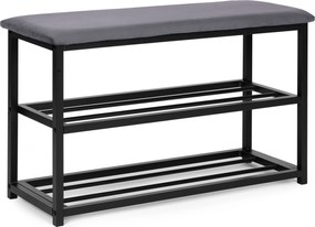 ModernHome Botník so sedadlom čalúnená lavica - 80 cm, 2 police ModernHome