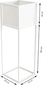 KOVOVÝ KVETINÁČ SO STOJANOM PLAIN 70X24 CM BIELA
