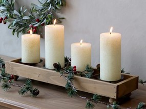 Hnedý antik drevený adventný svietnik Advent Candle - 49*14*9 cm