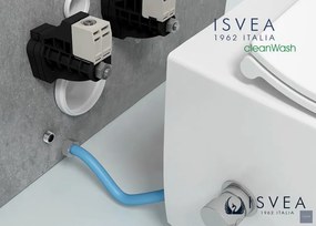 Isvea Isvea, SENTIMENTI CLEANWASH závesná WC misa, integrovaný ventil a bidetová spŕška, Rimless, 36x51cm, biela, 10ARS1010