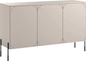 Komoda Sonatia 150 cm trojdverová - kašmír / čierne nohy