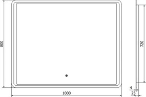 Mexen Zusa, LED kúpeľňové zrkadlo s podsvietením 100x80 cm, 6000K, ochrana proti zahmlievaniu, 9808-100-080-611-00