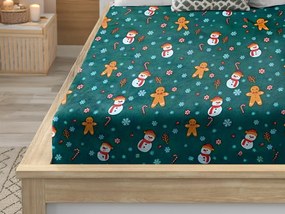 Plachta mikroplyš SNOWMAN AND GINGERBREAD 160x200 cm zelené