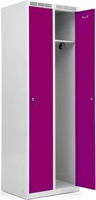 Kovová šatníková skriňa Trestles SS2M 1800x600x500 mm, 2 oddiely, fialové dvere Podnož: sokel, Zámok: cylindrický