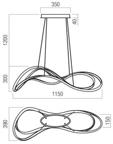 Redo 01-3599 - LED stmievateľný luster na lanku TEMPEST LED/58W/230V čierna