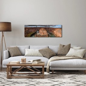 Obraz jazera v útese (s hodinami) (90x30 cm)