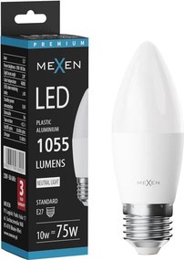 Mexen Nova, LED žiarovka E27, C37, 10W, Neutrálna - 4000K, 1055 lm - L102-E27-1040-01