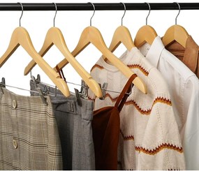 Zeller Present Drevený vešiak na oblečenie s klipom na nohavice a sukne, súprava 3 ks