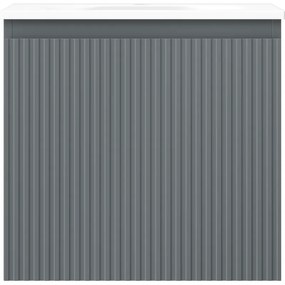 Mexen Rivel, kúpeľňová skrinka 50 cm s umývadlom Vela, 1 zásuvka, drážkovaná, grafitová matná/biela matná, 91A20-05047-1-BF66-W23M01