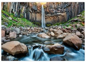 Obraz - Vodopád Svartifoss, Island (70x50 cm)