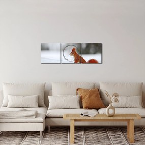 Obraz veveričky (s hodinami) (90x30 cm)