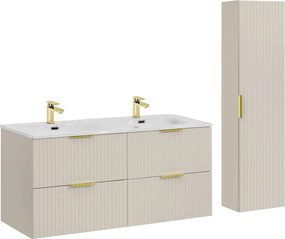 Kúpeľňová zostava Adele Cashmere so skrinkami a zápustnými umývadlami 120 cm kašmírová