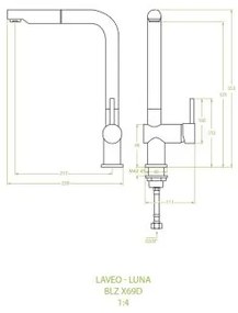 Laveo Luna, kuchynská batéria stojaca h-353, biela, LAV-BLZ_669D