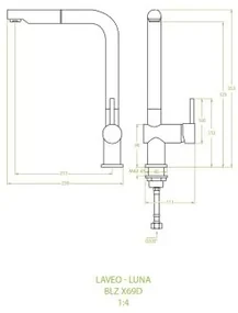 Laveo Luna, kuchynská batéria stojaca h-353, biela, LAV-BLZ_669D
