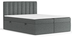 Tmavosivá boxspring posteľ s úložným priestorom 140x200 cm Novento – Maison de Rêve