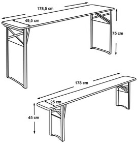 Drevený pivný stôl 3-dielny
