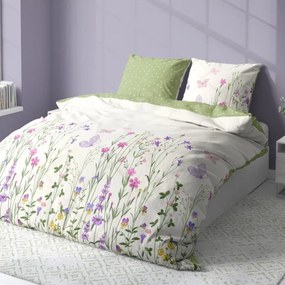 Bavlnené posteľné obliečky Summer Dream s lúčnymi kvetmi a motýľmi - 100% bavlna - 70 x 90 cm + 140 x 200 cm