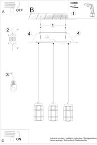 Sollux SL.1264 - Luster na lanku GOTTO 3xE27/15W/230V čierna