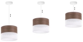 Závesné svietidlo Wood, 1x hnedá orechová dýha/biele PVC tienidlo, (fi 20cm)