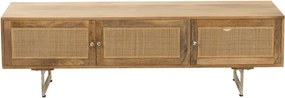 Drevený TV stolík z mangového dreva s výpletom Ginna - 120*43*49 cm