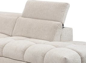 Rohová sedačka Fubu, šedo-krémová štruktúrovaná látka, pravý roh