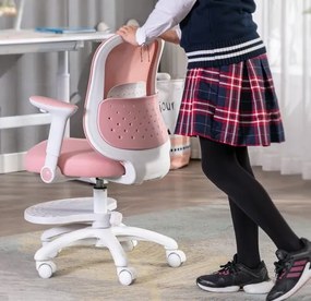 Detská otočná stolička Neoseat JUNI s podnožou — látka, ružová