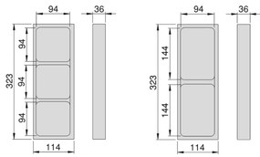 Sapho Sapho, LINDO bočný organizér, sada 2ks, 114x36x323 mm, plast, antracit, LD002