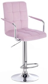 LuxuryForm DESIGN Barová stolička VERONA VELUR na striebornom tanieri - levanduľa