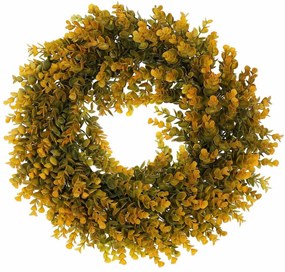 Jesenný veniec umelý Eucalyptus, pr. 40 cm, oranžovo-zelená