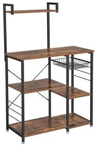 Policový regál do kuchyne MARGE hnedý/čierny