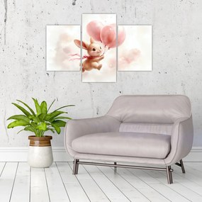 Obraz - Zajačik s balónikmi (90x60 cm)