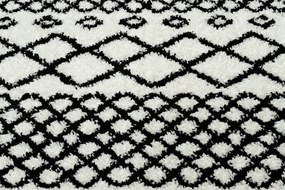 Koberec BERBER SAFI N9040, biela-čierna - strapce, Maroko Shaggy