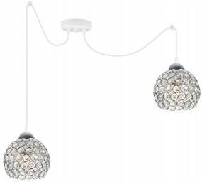 Závesné svietidlo Crystal Spider, 2x strieborné krištáľové tienidlo, (chrómové uchytenie), w