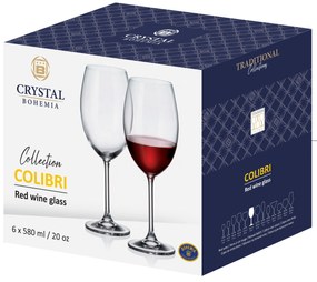 Crystal Bohemia Poháre na víno COLIBRI 580 ml, 6 ks