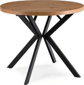 PROXIMA.store - Okrúhly rozkladací stôl DORIAN FARBA: čierna, FARBA NÔH: dub