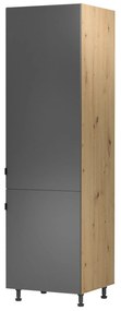 Kuchynská skrinka na vstavanú chladničku D60ZL Langari (dub artisan + sivá matná) (L). Vlastná spoľahlivá doprava až k Vám domov. 1016896