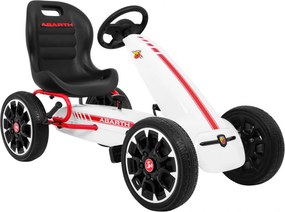 Ramiz Pedálová motokára ABARTH pre deti biela + EVA kolesá + ručná brzda + voľnobeh