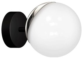 Nástenné svietidlo Sfera, 1x biele sklenené tienidlo, b/ch